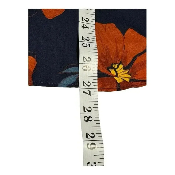 NEW Fortune + Ivy Women's Large Blue Floral Sleeveless Blouse Split Neck NWT - Picture 7 of 9